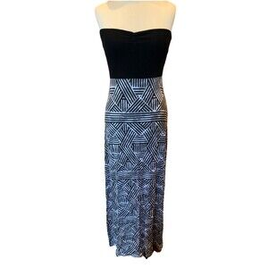 Hurley Strapless Maxi Dress Boho T-shirt Viscose Knit Medium Festivals Resort